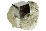 Pristine, Natural Pyrite Cube In Rock - Navajun, Spain #177102-1